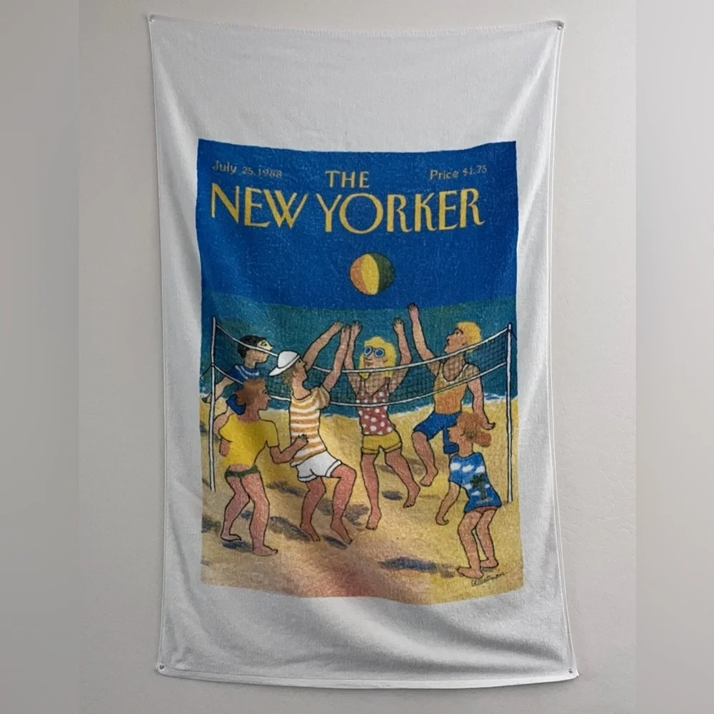 VTG The New Yorker Beach Towel July 25 1988 Cover - Volleyball Scene